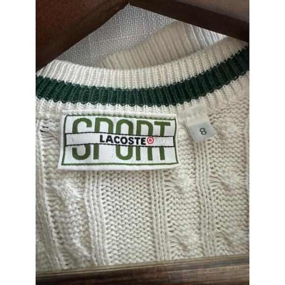 Lacoste Sport Creme Cricket Classic Cable Knit Sweater Vest Size 8 - Picture 8 of 8